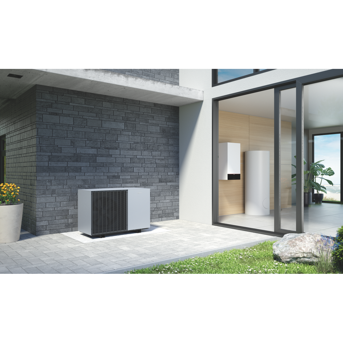 Šilumos siurblys oras - vanduo Viessman ONE BASE Vitocal 150-A Modular A06 230V V101 be boilerio, be buferines talpos 6,0 kW 230/400V su 8 kW tenu monoblokas Z032220